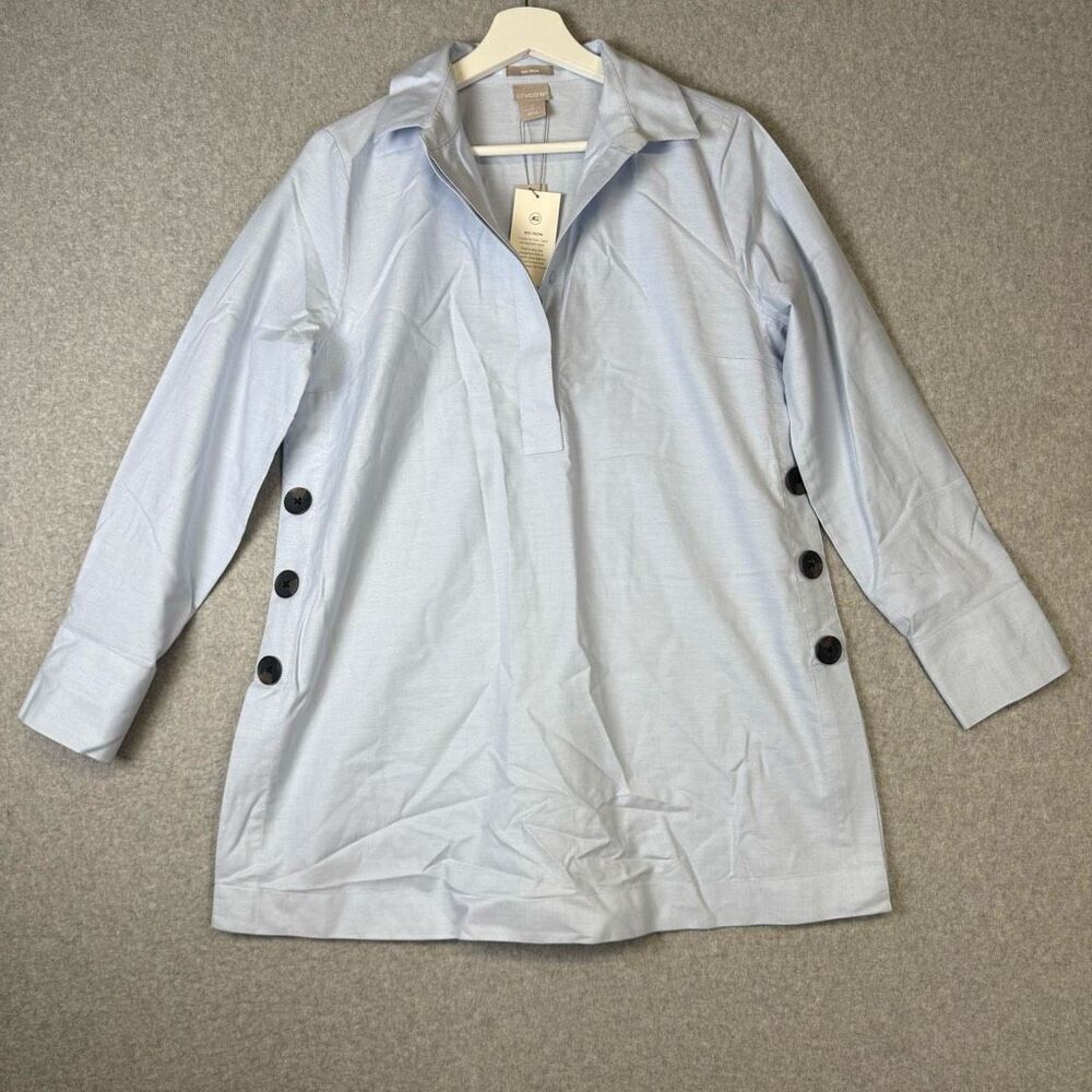 Brand New Chico's Traveler's Women's 0 (4/6) Light Blue Tunic Top Blouse